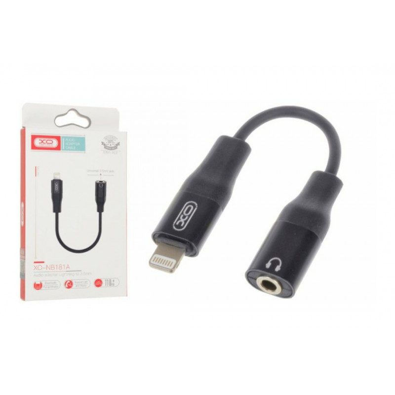 Переходник XO-NB181A от Lightning (Iphone) на аудио Mini jack 3.5 mm. / Черный