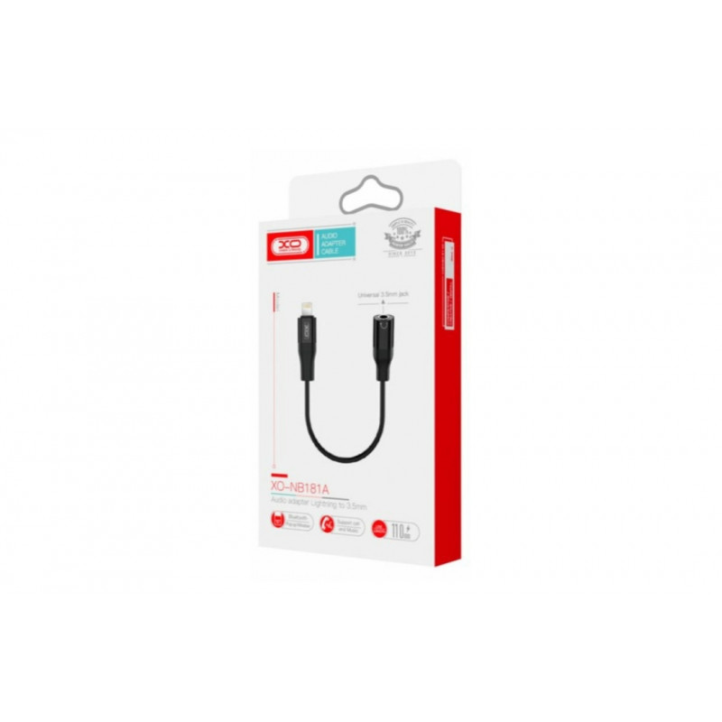 Переходник XO-NB181A от Lightning (Iphone) на аудио Mini jack 3.5 mm. / Черный