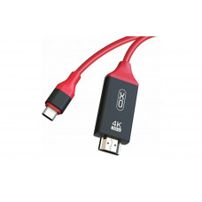 Кабель XO-GB005 / Type-C - HDMI / 4K / 30Hz / 2 метра / Червоний