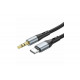 AUX перехідник Hoco UPA22 (кабель) для передачі аудіо / Type-C - Mini-jack 3.5 mm. / Силіконовий / 1 метр / Чорний