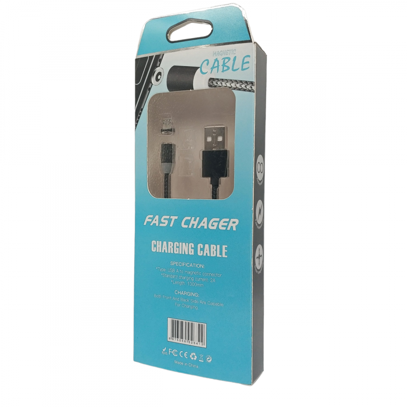 Магнитный кабель M3 Micro - USB / Круглый 360 Градусов / 100 см. / Черный