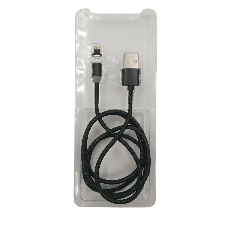 Магнитный кабель M3 Lightning - USB для Iphone / Круглый 360 Градусов / 100 см. / Черный