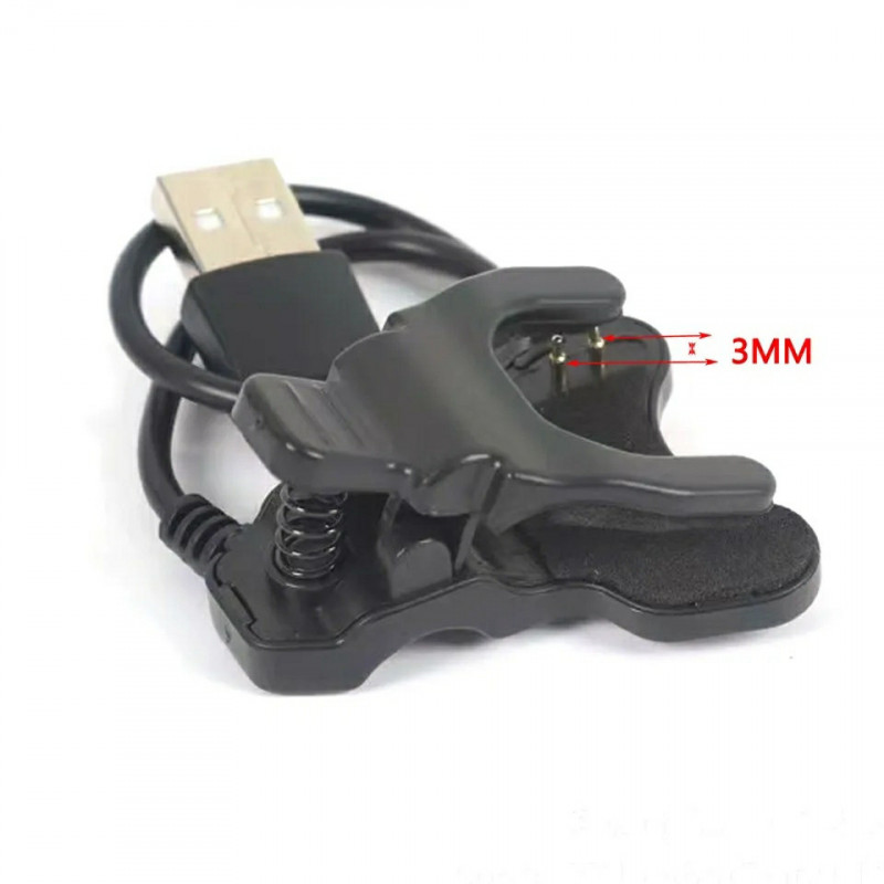 Универсальный USB кабель для зарядки смарт-часов / 2 Pin, 3 mm / 30 см. / Черный