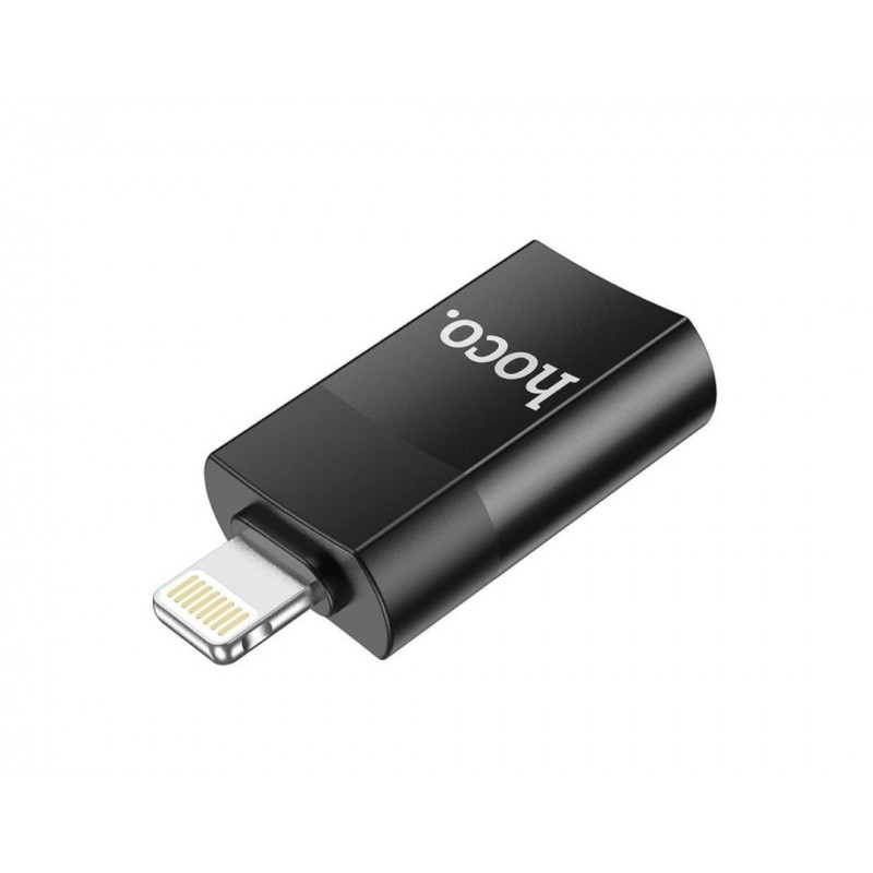 Переходник / USB Адаптер Hoco / USB 2.0 Adapter / Data Transfer / Черный