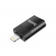 Переходник / USB Адаптер Hoco / USB 2.0 Adapter / Data Transfer / Черный