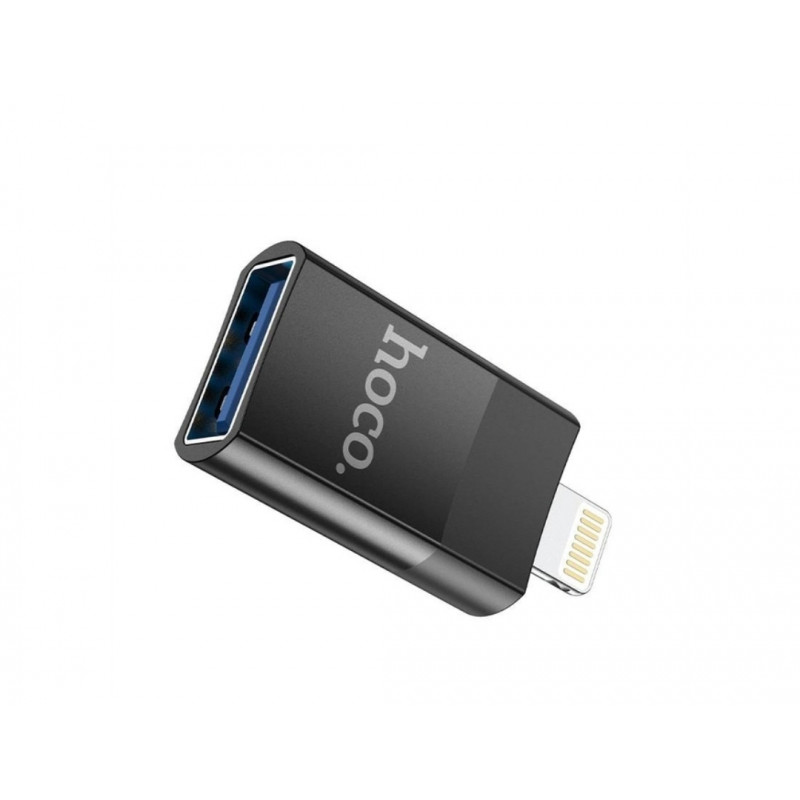 Переходник / USB Адаптер Hoco / USB 2.0 Adapter / Data Transfer / Черный