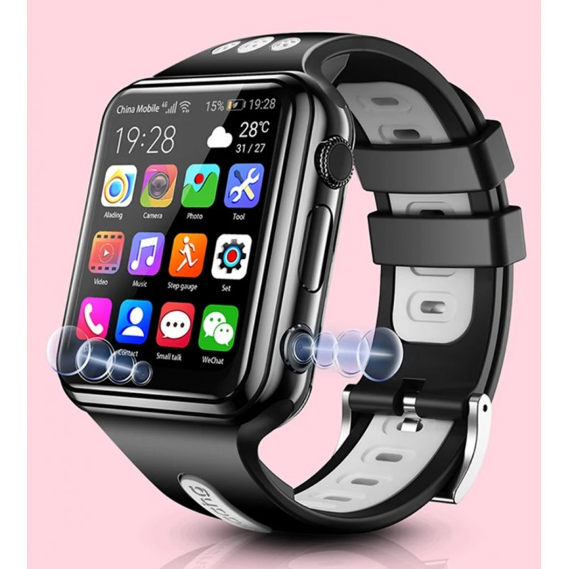 Годинник смартфон на Android / GPS Wi-Fi 4G / 2 камери / 1080 mAh / Чорний