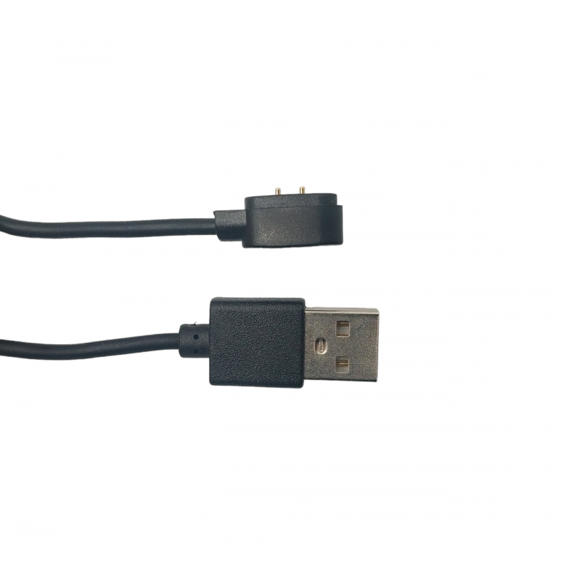 Магнітний USB кабель для смарт-годинників на 2 конектора / 4 мм. / магніти 9 мм. / 60 см. / Чорний