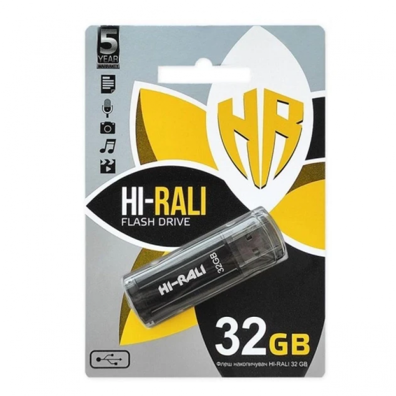 Флеш накопичувач USB на 32 гб / швидкість 2.0 Hi-Rali / Чорний