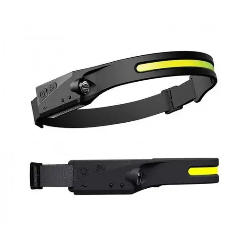 Налобный фонарь LED+COB с датчиком движения / Type-C USB / Черный
