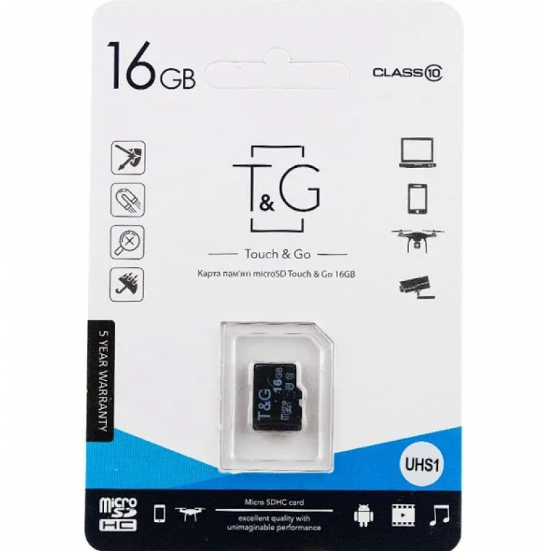 Картка пам'яті "T&G" Micro SDHC 16 gb 10 Class  / Чорний