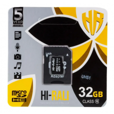 Картка пам'яті "Hi-Rali" microSDHC 32 гб +АДАПТЕР / 10 Class / Чорний