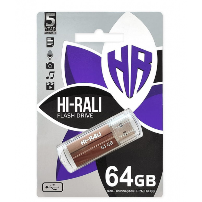 Флеш накопичувач USB Hi-Rali на 64 гб  / Бронзовий