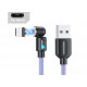 Магнитный кабель USLION 2 в 1 / Micro - USB / 540 градусов / Круглый / 100 см. / Фиолетовый
