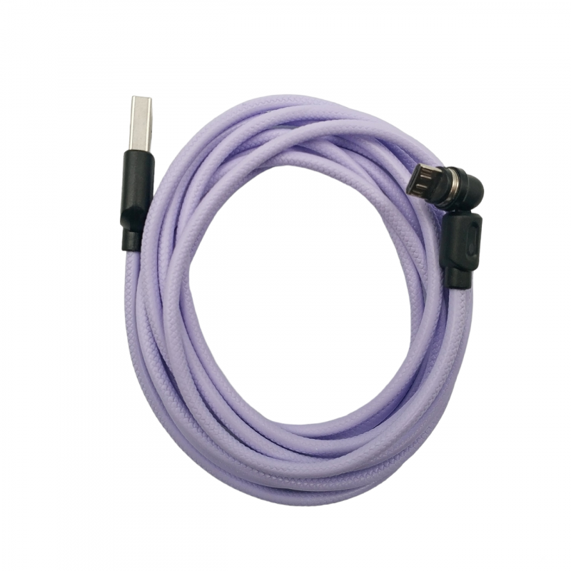 Магнитный кабель USLION 2 в 1 / Micro - USB / 540 градусов / Круглый / 100 см. / Фиолетовый