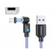 Магнітний кабель USLION 2 в 1 / Lightning (Iphone) - USB / 540 градусів / Круглий / 100 см. / Фіолетовий