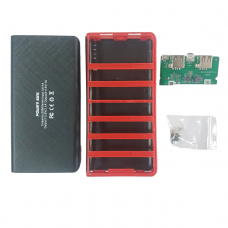 Корпус для  Power Bank на 6 аккумуляторов 18650 (20000mAh) / Чорно-червоний
