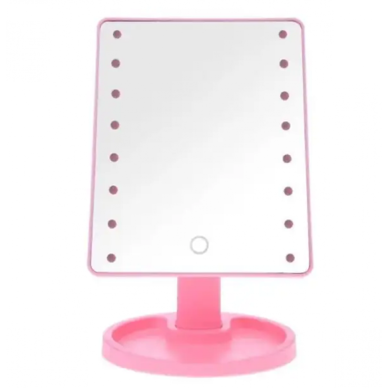Дзеркало з підсвічуванням Led Mirror / Дзеркало для макіяжу з USB / Розове