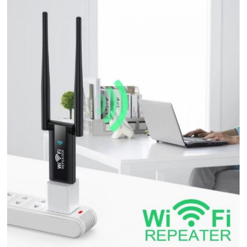 Репітер 9205 / Wi-Fi Підсилювач 300 Мбіт / Бездротовий Wi-Fi репітер з двома антенами / Чорний