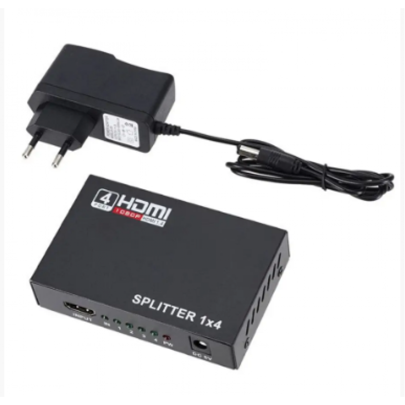HDMI разветвитель на 4 порта HDMI SPLITTER 1 in 4 / Черный
