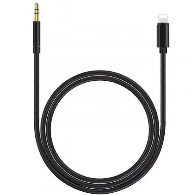 Перехідник кабель з Lightning на AUX аудіо 3.5 mm. / Нейлон / 1 метр /  Чорний