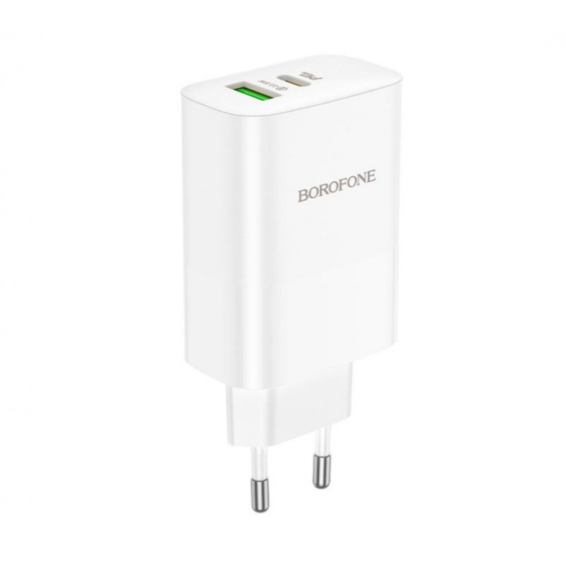 Зарядний блок живлення Borofone BN10 65W / 1USB+1Type-с 3.0 / Білий