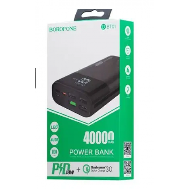 Зарядний Power Bank Borofone DBT01 / Швидка зарядка  / 40000 mAh / Чорний