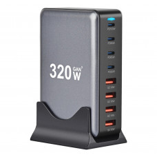 Настільний зарядний пристрій GaN 8в1 320W \ Чорний