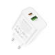 Блок живлення Borofone A88A \ Швидка зарядка 3.0 USB (18W) + Type C (PD 20W) \ Білий