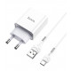 Зарядка USB Hoco C81A з кабелем Type-c \ 5V 2.1 А \ Білий