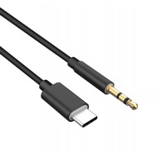 Силіконовий перехідник (кабель) з Type-c на AUX аудіо 3.5 mm / 1 метр /  Чорний