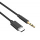 Силіконовий перехідник (кабель) з Type-c на AUX аудіо 3.5 mm / 1 метр /  Чорний