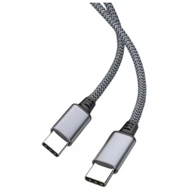 Нейлоновий кабель Type-c - Type-c для швидкої зарядки смартфонів (PD 60W) \ 2 метра \ Сірий