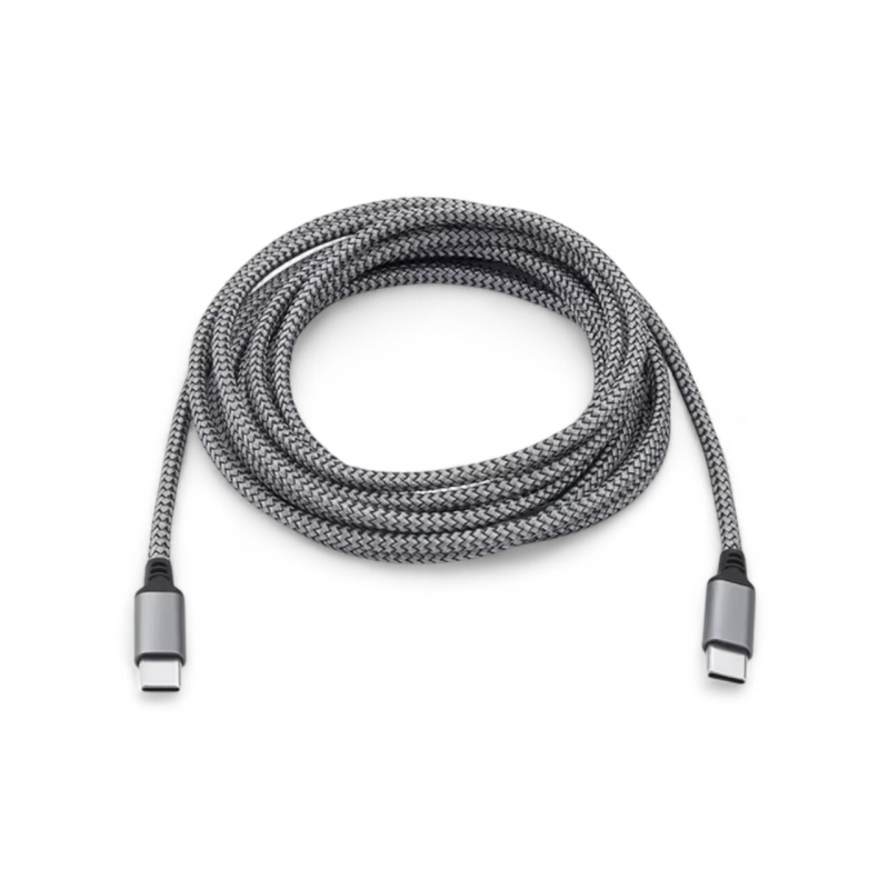 Нейлоновий кабель Type-c - Type-c для швидкої зарядки смартфонів (PD 60W) \ 2 метра \ Сірий