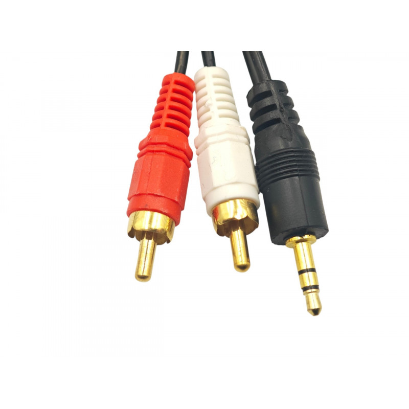 Аудіо кабель з Mini jack 3.5 мм. на 2 шт. RCA / 3 метра / Чорний