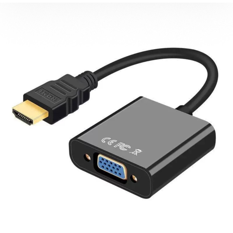 Кабель-переходник HDMI - VGA для передачи видео сигнала / 1080р / Черный