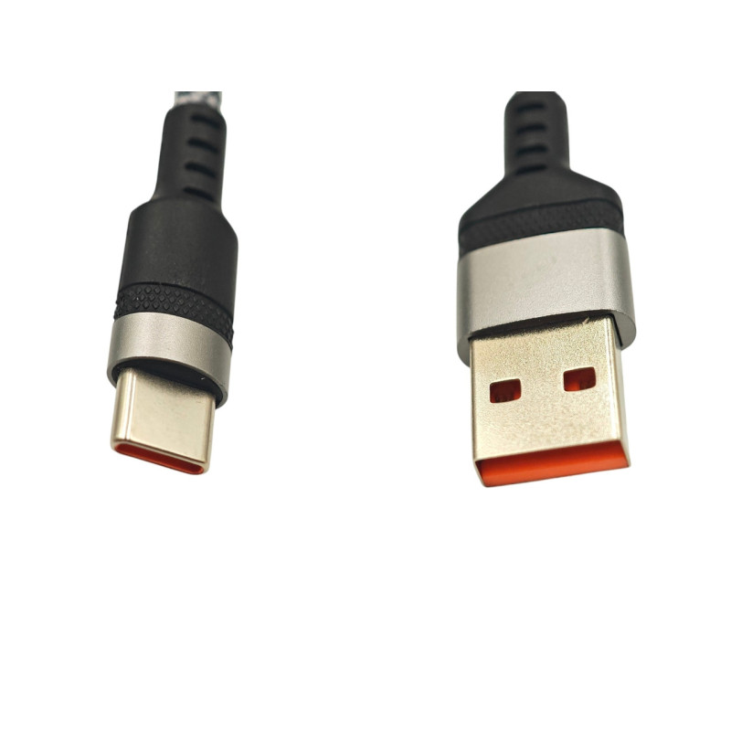 Нейлоновый кабель USB - Type-c для быстрой зарядки смартфонов \ 10 метров> Серый