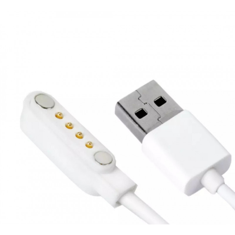 Магнітний USB кабель для дитячого смарт-годинника Q100 Q100S 50 см. 4 конектора Білий
