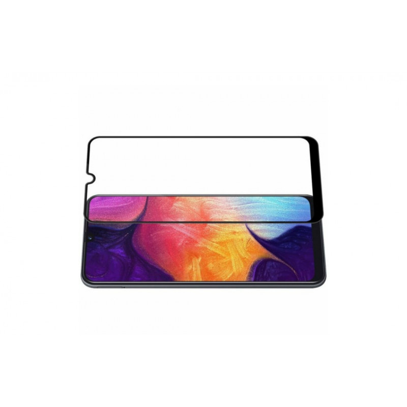 Загартоване захисне скло на Samsung Galaxy A50 / A505 з чорною рамкою
