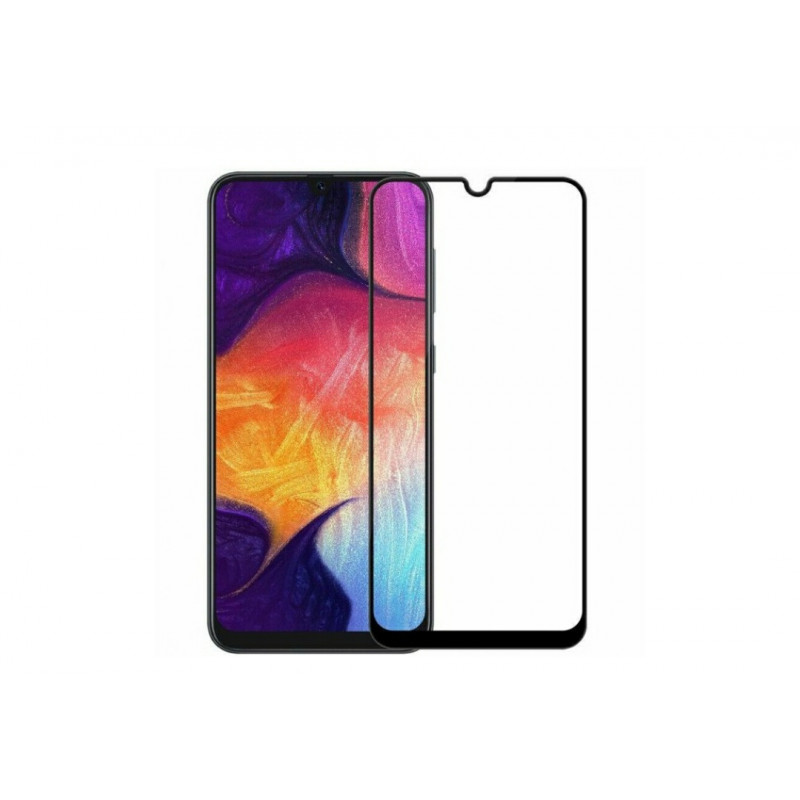 Загартоване захисне скло на Samsung Galaxy A50s / A507 з чорною рамкою