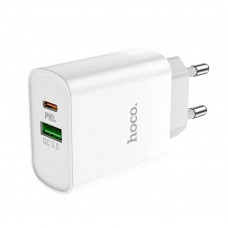 Блок живлення hoco. C80A Швидка зарядка Quick Charge 3.0 USB 18W + Type C 20W Білий