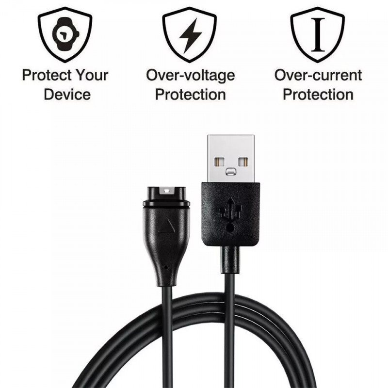 Зарядний USB кабель на розумний годинник Garmin Forerunner 935 / Garmin Quanix 5  100 см. Чорний